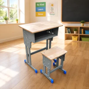 Factory Direct Customizable Durable Solid Wooden Desk and Chair Set for School