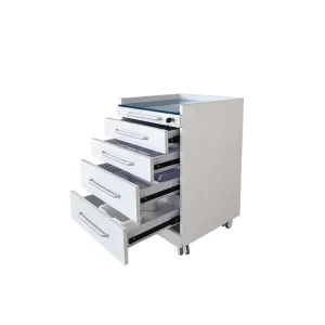 Factory Direct Dental Side Cabinet 4 Drawers Self Closing Track Aluminum Handle Brake Casters Large Storage Space