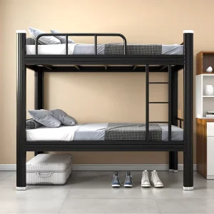 Factory Direct Double Metal Bunk Bed for Boarding Schools Easy to Assemble Foldable Metallic Furniture Bedroom Use