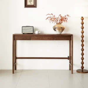 Factory Direct Durable Eco-Friendly Black Walnut Console Table Mid-Century Modern Living Room Hotel Entryway Hall Table Set