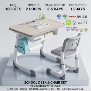 Factory Direct Durable Metal Classroom Chair Set for School