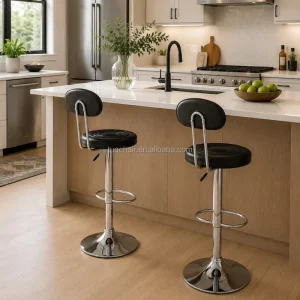 Factory Direct Durable PU Leather Bar Stools for Kitchen Island Easy Assembly Adjustable Bar Stools