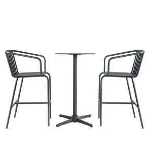 Factory Direct Durable Stackable Metal Outdoor Bar Table Chairs Set High Table and Stools for Leisure Facilities Home Bar Use