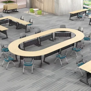 Factory Direct Folding Training Table Wooden Training Table Furniture Steel Frame Legs Desk