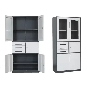 Factory Direct Glass Door Steel Filing Cabinet Metal Storage Cabinet 3 Drawers Multi-Functional Steel File Cabinet