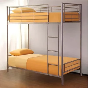 Factory Direct Heavy Duty Steel Bunk Bed 2 Tier Twin Size Metal Frame Ladder Bedroom Dormitory Hostel Hotel Use Electrostatic