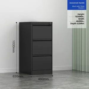 Factory Direct KD Structure 2 3 Drawer Black Metal Filing Cabinet Lockable Vertical Steel File Cabinet for Office
