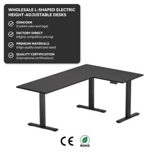 Factory Direct L-Shaped Electric Height-Adjustable Desk for Office 4 Memory Presets Standing Desk