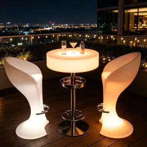 Factory Direct LED Color Changing Cocktail Table Outdoor Restaurant Decorative Bar Table Rechargeable LED Bar Dining Table