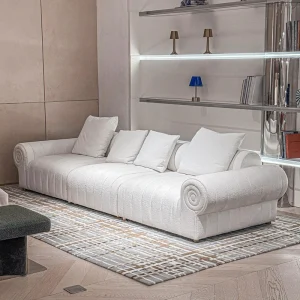 Factory Direct Medieval Armless Three Seat Sectional Linen Durable Eco Friendly Sofa Small Apartment Large Flat Modular Straight