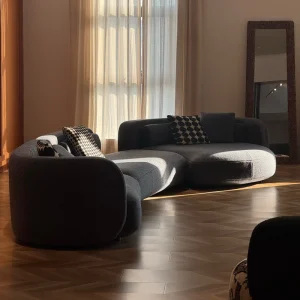Factory Direct Medieval Module Arc Three Seat Corner Sofa Large Flat Floor Living Room Designer Hotel