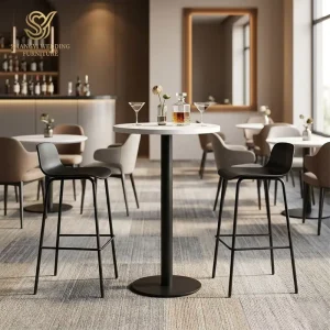 Factory Direct Metal Iron High Bar Tables White Desktop Outdoor Coffee Table for Hotel Bar Events