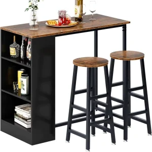 Factory Direct Metal Wall High Bar Table Set Round Bar Stool and Chairs for Kitchen or Living Room for Restaurant or Home Use