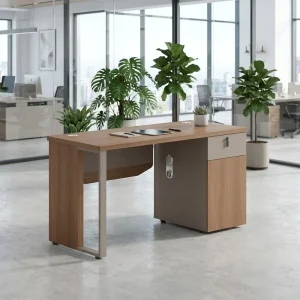Factory Direct Modern Design Extendable Modular Office Staff Desk Wooden Aluminum Frame Adjustable Feet Digital Lock Drawer