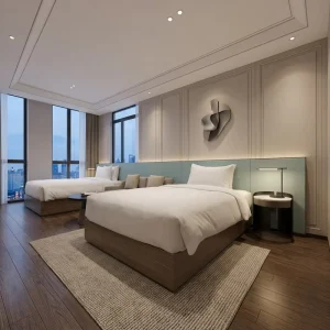 Factory Direct Modern Elegant Twin Bedroom Furniture Package Hotel Bedroom Sets for Five Star Hotel Guest Room