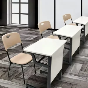 Factory Direct Modern Foldable Double Student Desk Chair Comfortable Metal Frame Study Table Classroom Training
