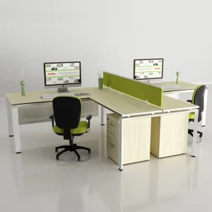 Factory Direct Modern Metal Office Workstation Cubicle for 2 Person Seat Customizable Green Material