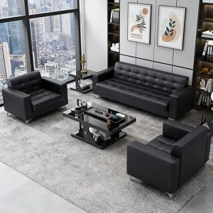 Factory Direct Modern Modular Office Sofa Set 1 2 3 Seater Black Xipi for Commercial Office Living Room & Hotel Use