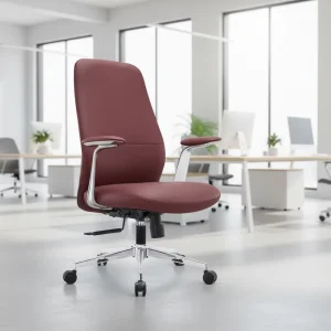 Factory Direct Modern Red Leather Ergonomic Executive Office Chair Adjustable 2D Armrests Electroplated Star Base for Hospital