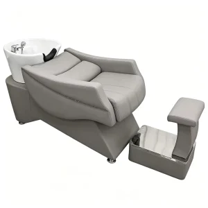 Factory Direct Modern Salon Grey PU Durable Shampoo Chair with Foot Stool for Bulk Orders