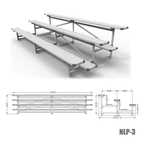 Factory Direct NLP 3 3 Level Mobile Gym Bleacher Aluminum Soccer Bench Seating Bleachers for Football Guangzhou Factory