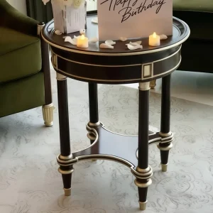 Factory Direct Neoclassical Retro Wooden Double Corner Side Table Gold Decoration Customizable Small Living Room Table