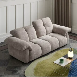 Factory Direct Retro Fabric Three Person Adjustable Function Sofa with Customizable Options for Modern Living Rooms