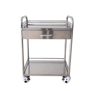 Factory Direct Sale 304 Stainless Steel Medical Trolley Double Layer With Drawer Hospital Multifunctional Tool Trolley
