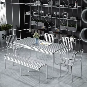 Factory Direct Sale Durable Olive Green Iron Outdoor Cafe Table and Chair Set for Hotel Use