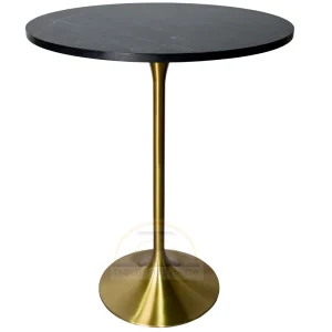Factory Direct Sale High Round Black and Gold MDF Balcony Wire Stainless Steel Cocktail Bar Tables