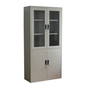 Factory Direct Sale Knock down Structure Office Furniture Double Cabinet 4 Door Steel Storage Filing Cabinet Metal Cupboard