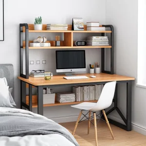Factory Direct Sale Modern Economy Desktop Bookshelf Integrated Office Table for Student with Bookcase