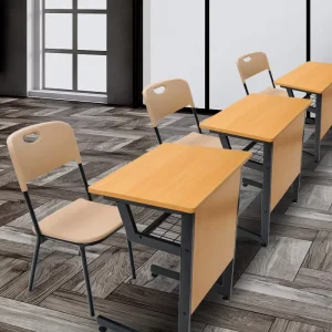 Factory Direct Sale Modern Folding Double Student Desk Chair Comfortable Metal Frame Classroom Training Study Desk