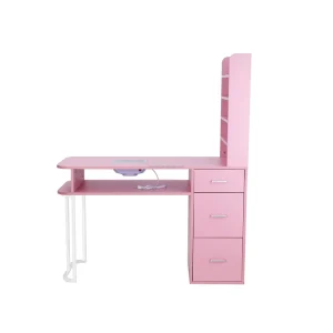 Factory Direct Sale Pink Manicure Table Storage Shelves Spa Beauty Salon Station with Drawers Nail Desk for Nail Shop