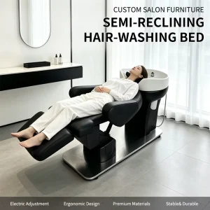 Factory Direct Sales Comfortable Electric Hair Salon Backwash Unit Furniture Massage Hair Washing Bed Shampoo Chair With Bowl
