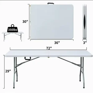 Factory Direct Sales Rectangular Plastic Folding Camping and Outdoor Dining Tables Outdoor Furniture