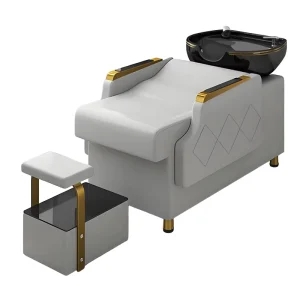 Factory Direct Sales Shampoo Bed for Gym Use Black Ceramic Basin Half Lying Synthetic Leather Fashion Shop Shampoo Bed