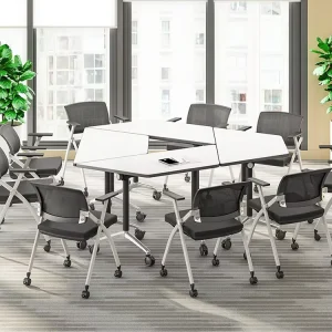 Factory Direct Sell Movable Office Meeting Foldable Training Desk with Wheels Folding Training Table