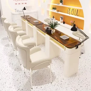 Factory Direct Selling Salon Portable Furniture Manicure Table Wood Metal Beauty Nail Tables Glass Top Manicure Tables