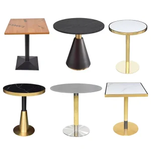 Factory Direct Stainless Steel Dining Table Metal Legs With Artificial Marble Desktop Restaurant Cafe Hotel Dining Table