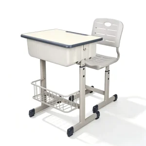 Factory Direct Supplied Adjustable Height Student Desk and Chair Set for School Use Classroom Study Desk with Storage Basket