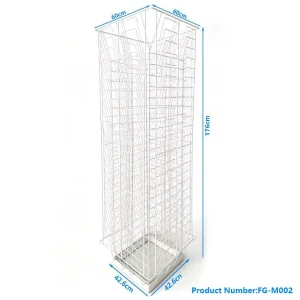 Factory Direct Supply Four Sided Rotating Magazine Rack White Wire Information Rack Hotel Sales Department Brochure Storage Rack
