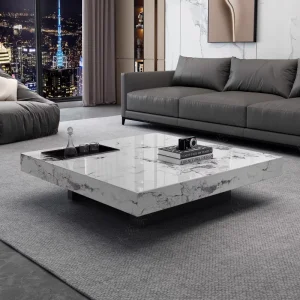 Factory Direct Supply Living Room Marble Coffee Table Simple Square Rock Plate Coffee Table Hotel Home Customization