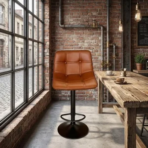 Factory Direct Swivel Height Adjustable Bar Stool Black PU Leather Soft Padded Counter Bar Chair for Kitchen or Bar