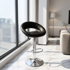 Factory Direct Upholstered High Quality PU Leather Bar Chairs With Metal Base for Home Kitchen Bar Stools