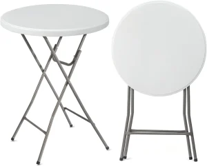 Factory Folding High 80cm 60cm Tall Bar Portable Round Banquet Wedding White Colour Outdoor Cocktail Tables Foldable