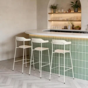 Factory Furniture Modern High Height Kitchen Island Chair White Metal Frame Counter Bar Stool Chair