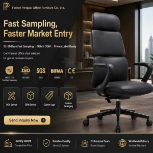 Factory High Back PU Leather Executive Office Chair with Headrest Ergonomic Swivel Manager Chair