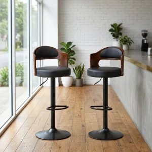 Factory High Quality Modern Wooden Backrest Barstool Chair Steel Base Sillas Bar Commercial Leather Chairs Bar Stool