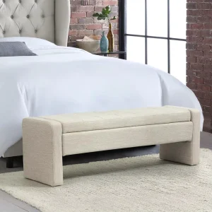Factory Home Bedroom Furniture Modern Light Luxury Design Durable Seating Storage Fabric Bench